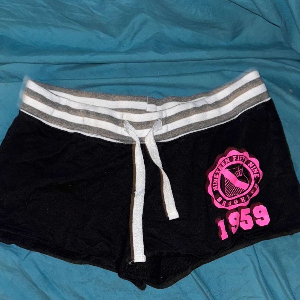 No Boundaries Black Shorts with Pink Graphic